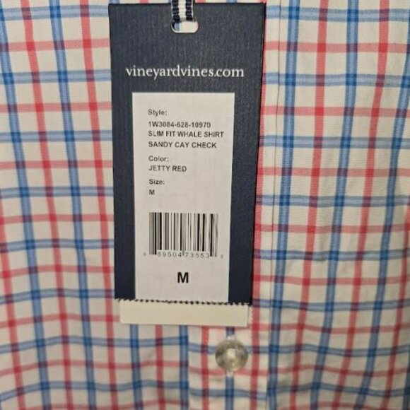 NWT MEN'S VINEYARD VINES SLIM FIT WHALE SHIRT SANDY CAY CHECK SIZE MEDIUM - Picture 3 of 4